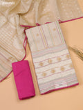 Beige & Magenta Pink Chanderi Dress Material and Bottom & Dupatta