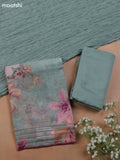Pastel Green Mul Chanderi Dress Material With Allover Floral Prints