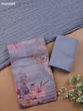 Grey Mul Chanderi Dress Material With Allover Floral Prints