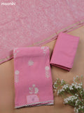 Peach Pink Mul Chanderi Dress Material With Floral Embroidery Work Buttas