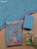 Light Blue Mul Chanderi Dress Material With Allover Floral Prints