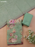Pastel Green Mul Chanderi Dress Material With Allover Floral Prints