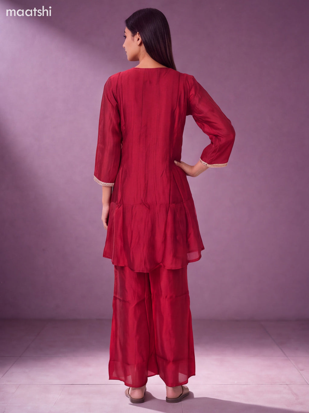 Maroon Art Silk With Embroidery Work Anarkali Suit