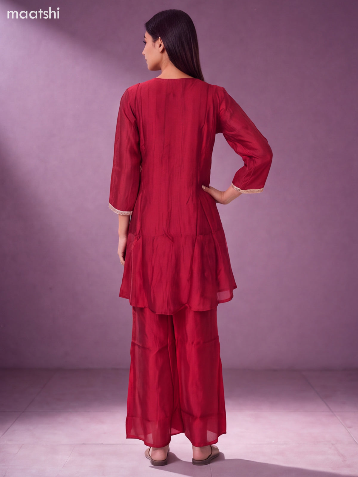 Maroon Art Silk With Embroidery Work Anarkali Suit