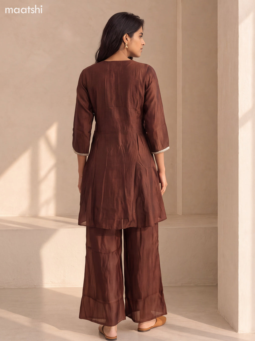 Brown Art Silk With Embroidery Work Anarkali Suit