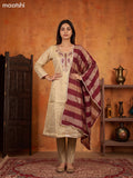 Biege and Maroon Tissue Embroidery Work Anarkali Suit