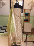Dark Sandal and Olive Green Chanderi Dress Material With Thread Weaves and Bottom & Banarasi Style Dupatta
