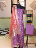 Lavender and Mauve Pink Chanderi Dress Material With Thread Weaves and Bottom & Banarasi Style Dupatta