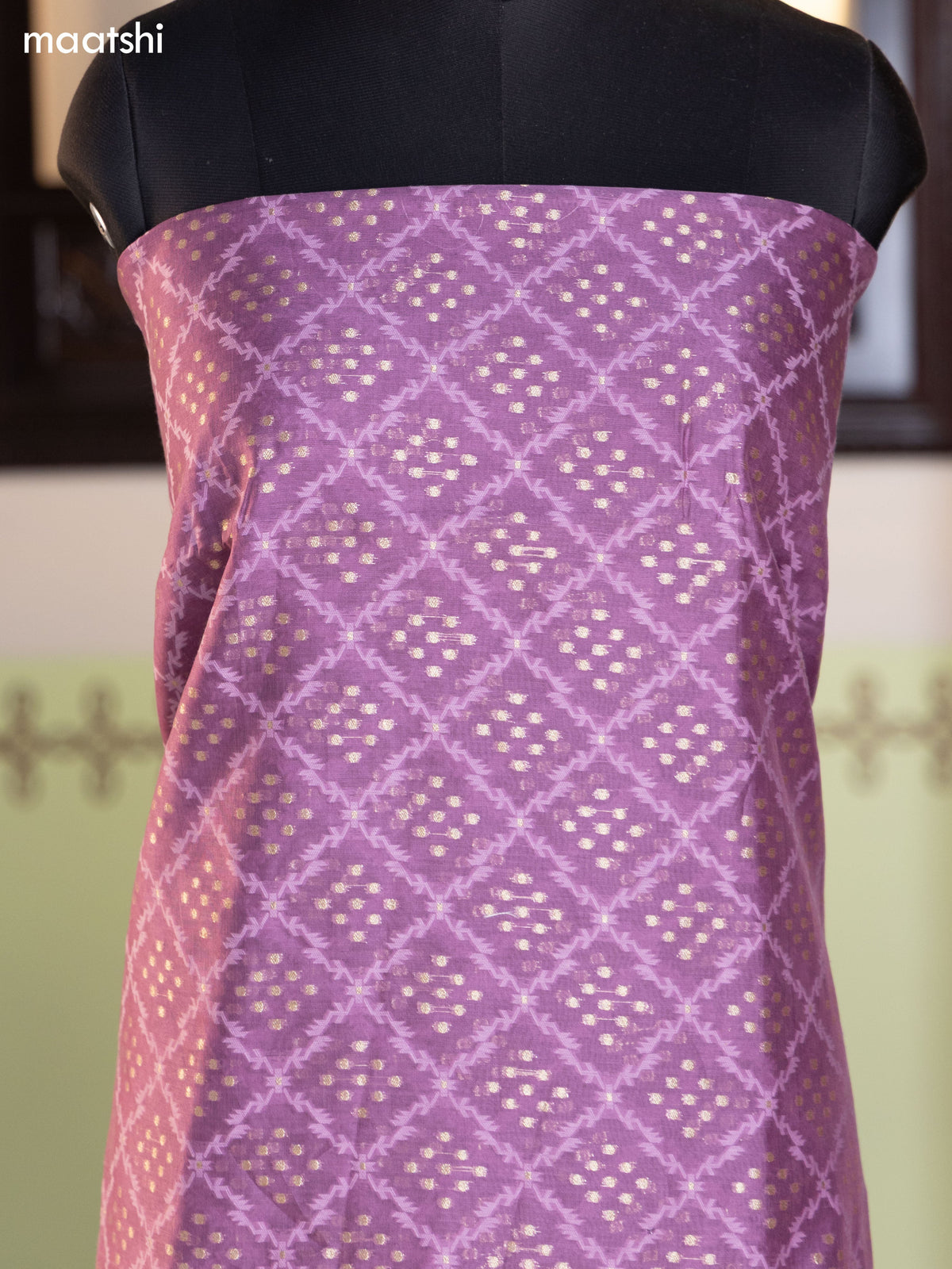 Lavender and Mauve Pink Chanderi Dress Material With Thread & Zari Weaves and Bottom & Banarasi Style Dupatta