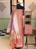 Pastel Brown and Lavender Chanderi Dress Material With Thread & Zari Weaves and Bottom & Banarasi Style Dupatta
