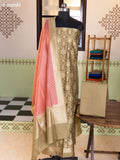 Mustard Green and Pink Chanderi Dress Material With Allover Thread & Zari Weaves and Bottom & Banarasi Style Dupatta