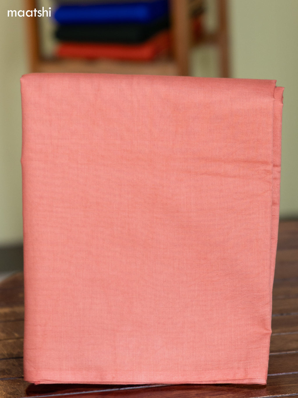Peach Pink and Bluish Grey Chanderi Dress Material With Allover Thread & Zari Weaves and Bottom & Banarasi Style Dupatta