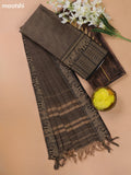 Chikku and Black Narayanpet Cotton Dress Materials With A Plain Body and Thread Woven Border