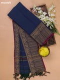 Dual Shade Of Blue and Magenta Pink Narayanpet Cotton Dress Materials With A Plain Body and Thread Woven Border