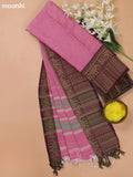 Peach Pink and Magenta Pink Narayanpet Cotton Dress Materials With A Plain Body and Thread Woven Border