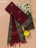 Marron and Green Narayanpet Cotton Dress Materials With Thread Woven Buttas Border
