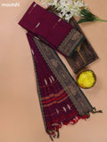 Dual-Shade Of Purple and Green Narayanpet Cotton Dress Materials With Thread Woven Buttas Border