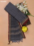 Grey and Maroon Narayanpet Cotton Dress Materials With A Plain Body and Thread Woven Border