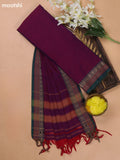 Dual Shade Of Purple and Dual Shade Of Green Narayanpet Cotton Dress Materials With A Plain Body and Thread Woven Border