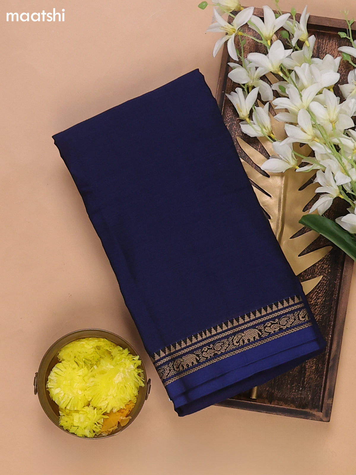 Blue Narayanpet Cotton Dress Materials With A Plain Body and Thread Woven Border