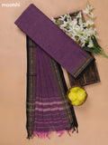 Dark Mauve Pink and Black Narayanpet Cotton Dress Materials With A Plain Body and Thread Woven Border
