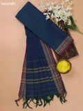 Dual Shade Of Bluish Green and Magenta Pink Narayanpet Cotton Dress Materials With A Plain Body and Thread Woven Border