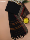 Black and Maroon Narayanpet Cotton Dress Materials With A Plain Body and Thread Woven Border