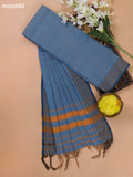 Light Blue Narayanpet Cotton Dress Materials With A Plain Body and Thread Woven Border
