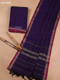 Deep Violet Narayanpet Cotton Dress Materials With A Plain Body and Thread-Woven Border