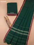 Green Narayanpet Cotton Dress Materials With A Plain Body and Thread-Woven Border