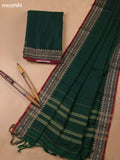 Green Narayanpet Cotton Dress Materials With A Plain Body and Thread-Woven Border
