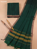 Green Narayanpet Cotton Dress Materials With A Plain Body and Thread-Woven Border