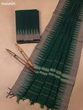 Green Narayanpet Cotton Dress Materials With A Plain Body and Temple Design Thread-Woven Border