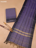 Lavender Narayanpet Cotton Dress Materials With A Plain Body and Temple Design Thread-Woven Border