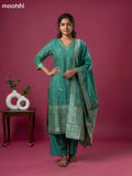 Green Chanderi Zari Buttas & Embroidery Work Straight Suit Straight Cut Pant