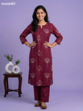 Magenta Pink Cotton Floral Printed Kurti Set