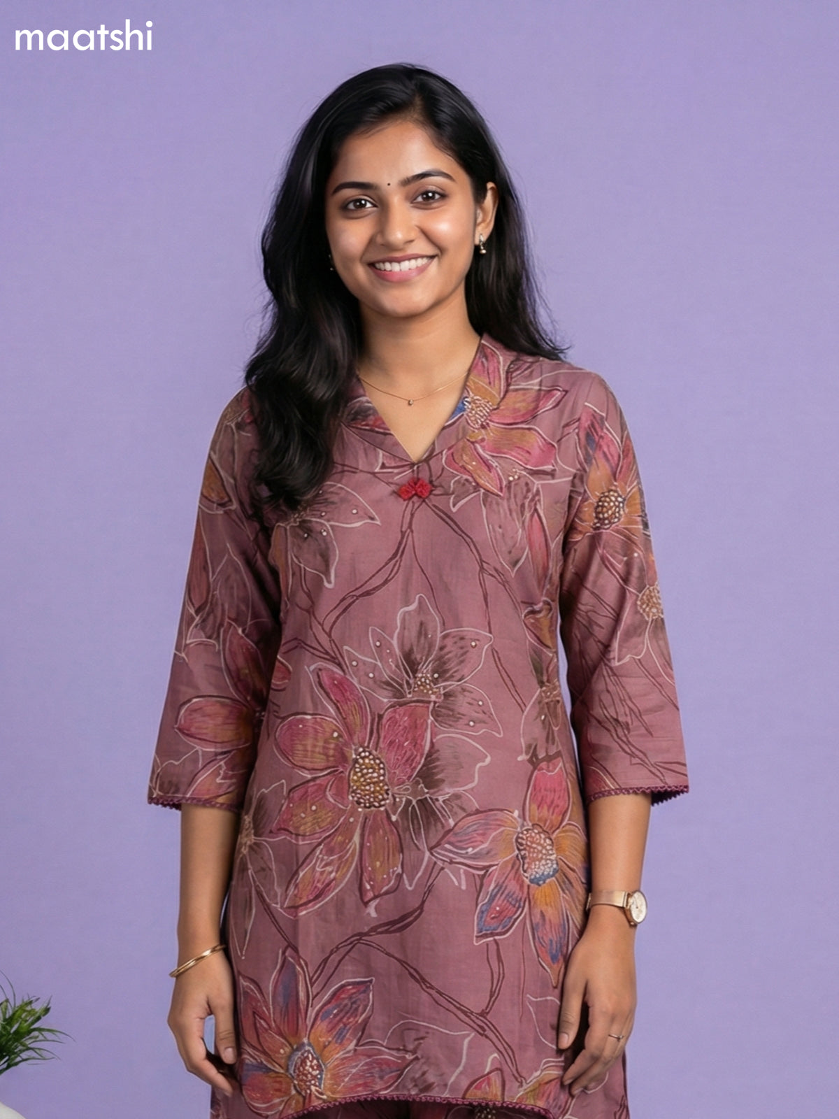 Mauve Pink Semi Silk Floral Printed Short Co-Ord Set