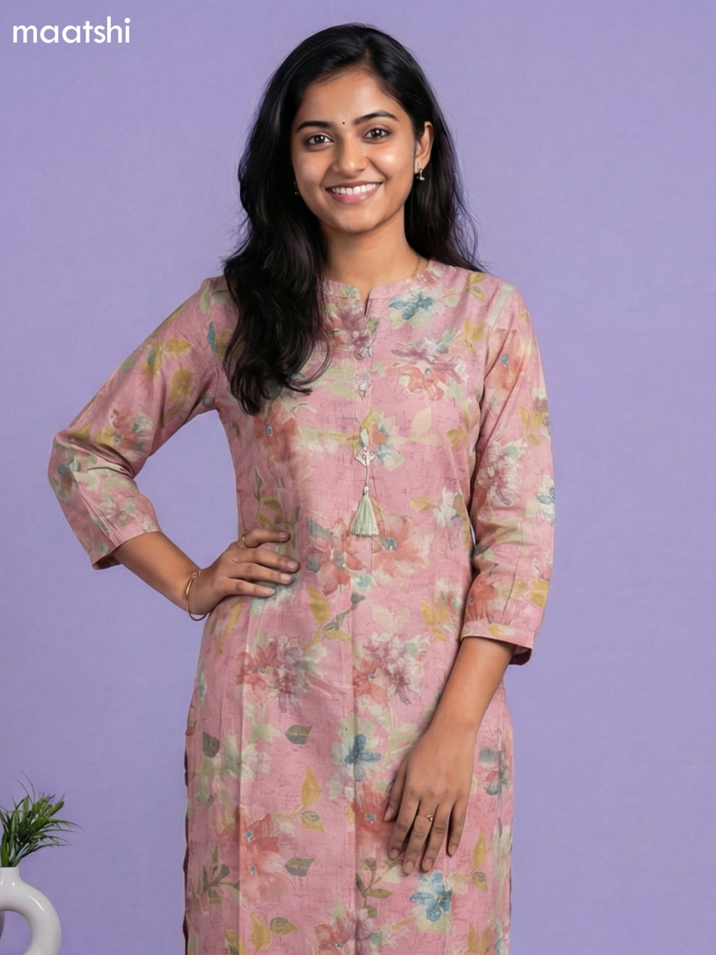 Peach Semi Silk Floral Printed Co-Ord Set