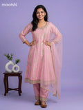 Baby Pink Art Tussar Banarasi Style Short Anarakali Suit