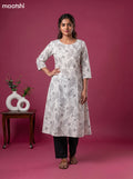 White Art Silk Kalamkari Printed A-Line Kurti