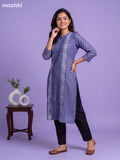 Blue Viscose Rayon & Embroidery Work Straight Cut Kurti
