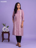 Pink Viscose Rayon & Embroidery Work Straight Cut Kurti