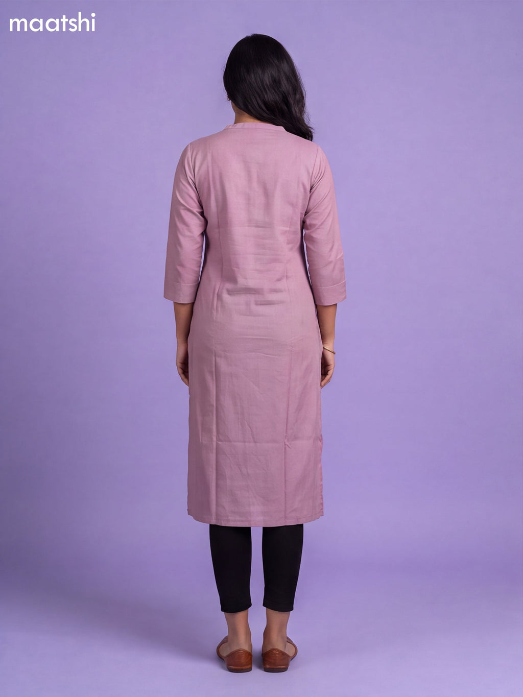 Pink Viscose Rayon & Embroidery Work Straight Cut Kurti
