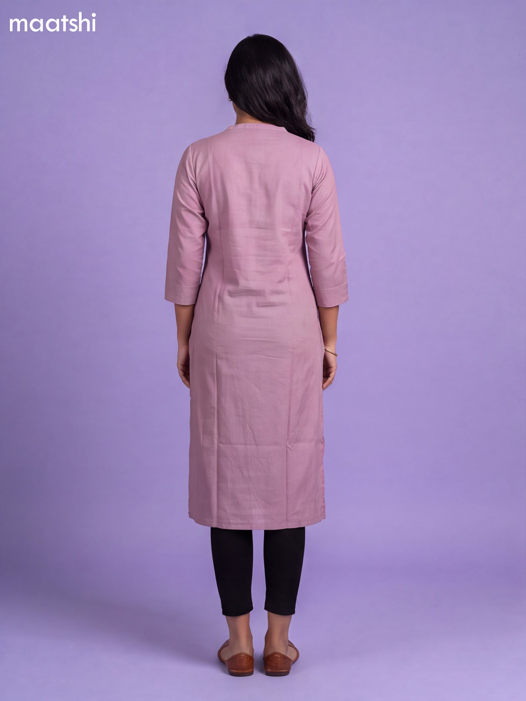 Pink Viscose Rayon & Embroidery Work Straight Cut Kurti