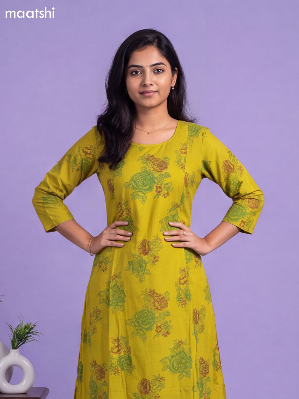 Green Art Silk Printed & Embroidery Work A-Line Kurti