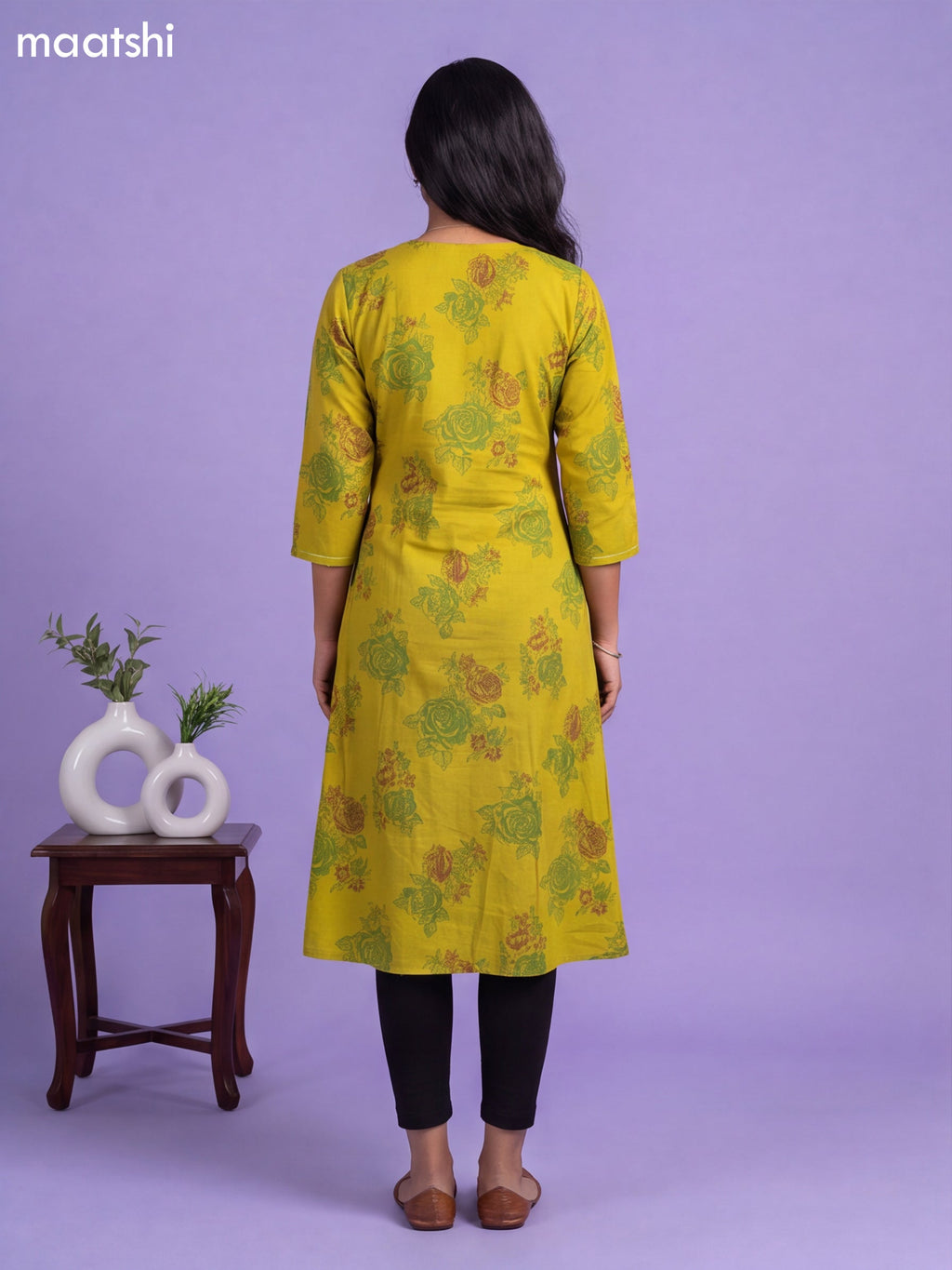 Green Art Silk Printed & Embroidery Work A-Line Kurti