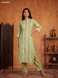 Green Viscose Rayon Embroidery Work Kurti Set