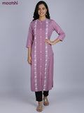 Pastel Pink Viscose Rayon Embroidery Work Straight Kurti