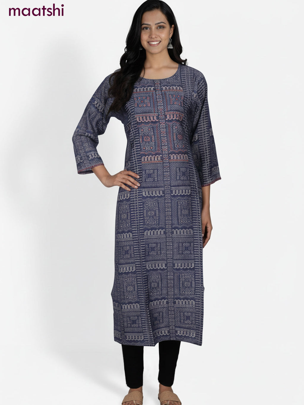 Dark Grey Rayon Printed Kurti