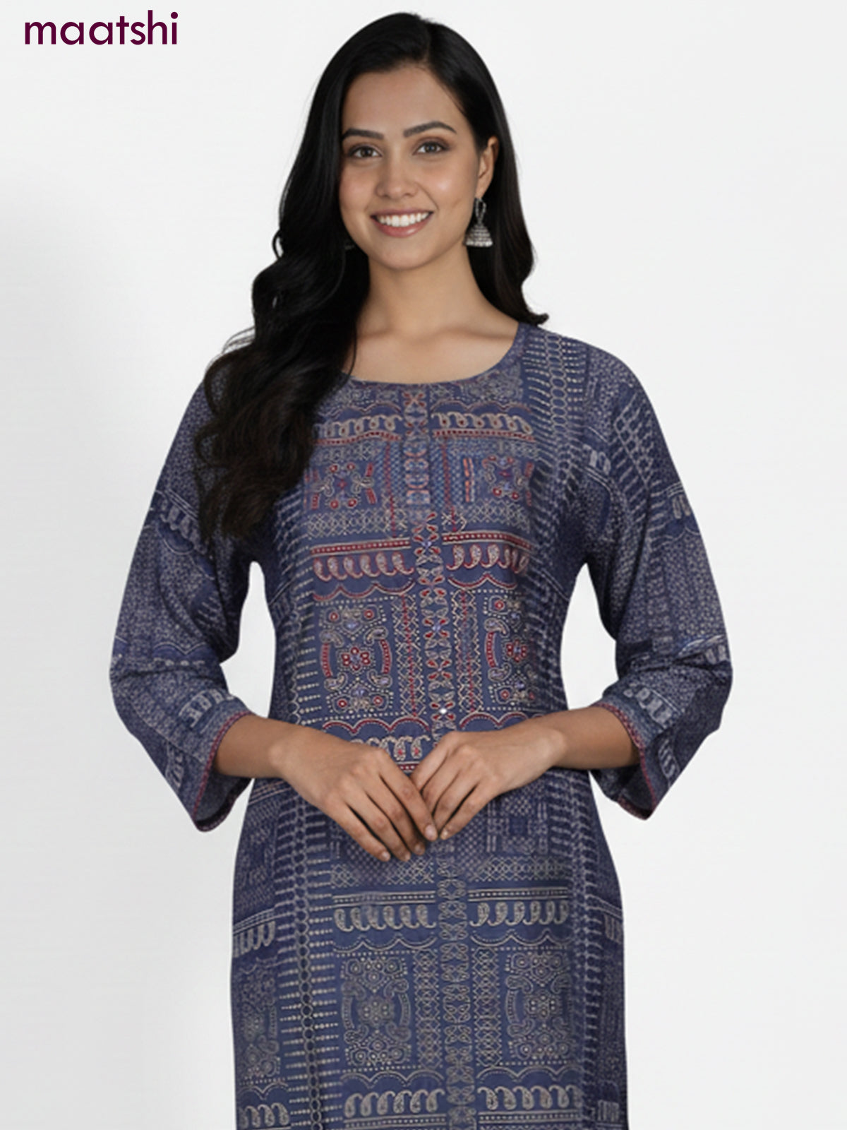 Dark Grey Rayon Printed Kurti